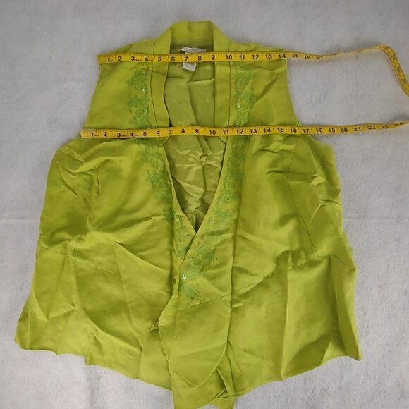 Sarah Spencer Women's Lime Green Linen Blend Blouse And Skirt Size 14W - Picture 10 of 16